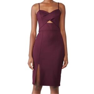 Chic Burgundy Illume Crossover Midi Dress